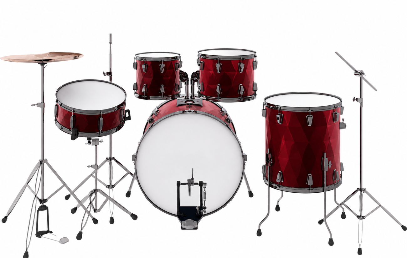 Standard red acoustic drum kit