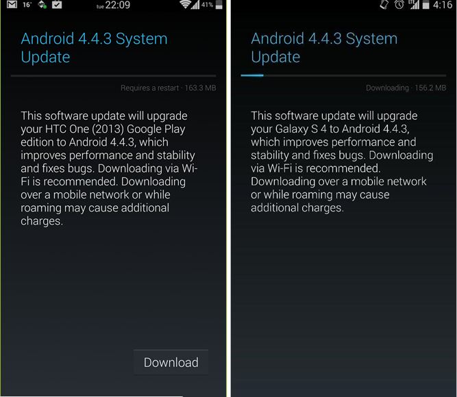 Android 4.4.3 update is being rolled out now