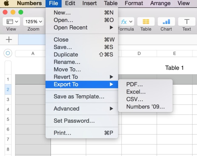 create Microsoft office compatible files in Mac for numbers