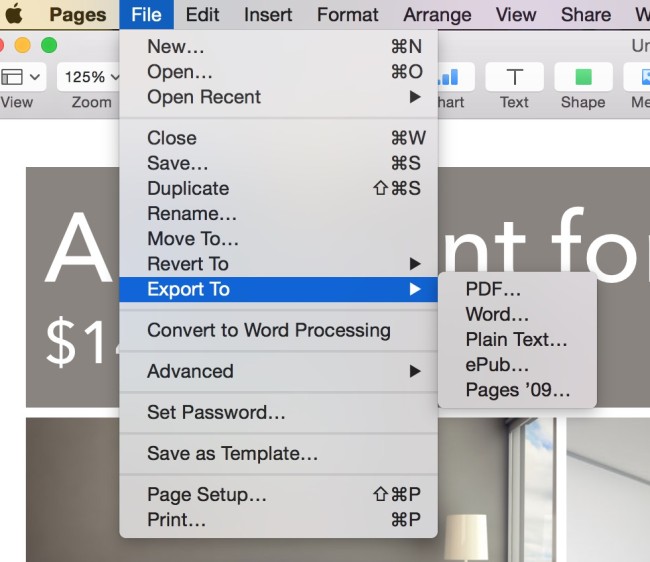 create Microsoft office compatible files in Mac for pages