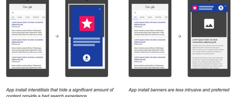 Google action against app install pop up