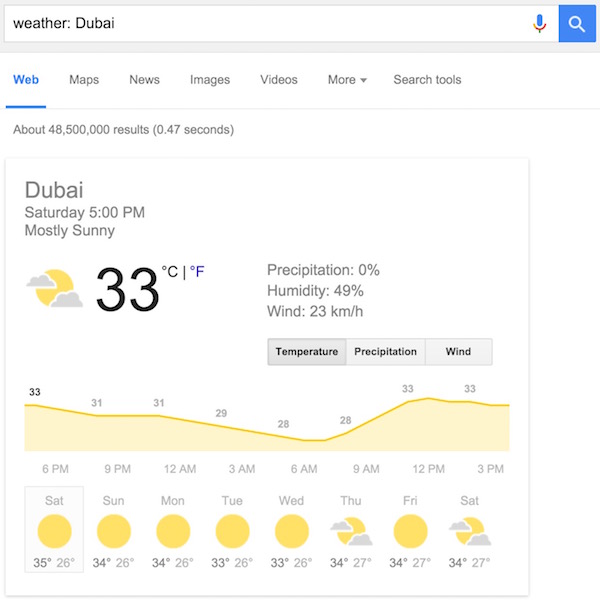 Check Weather in Google Search