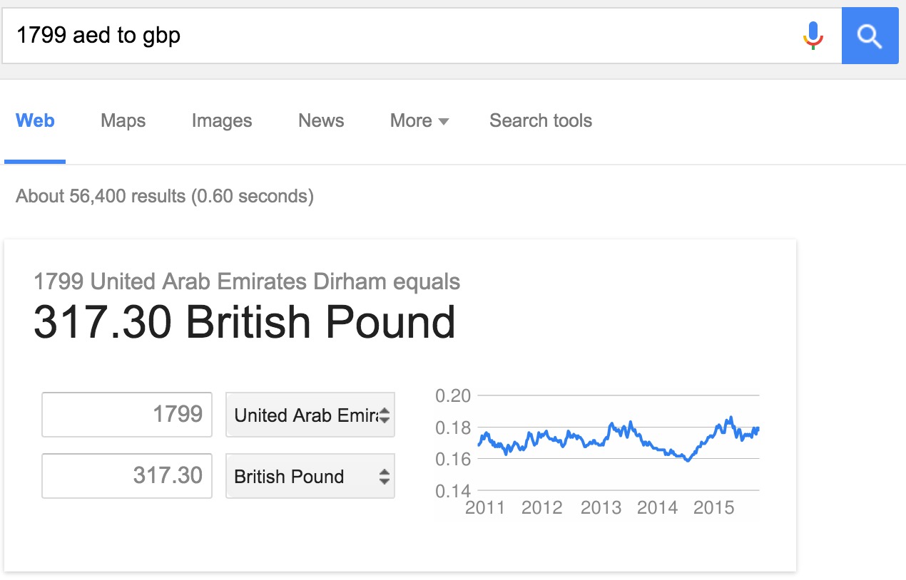 currency converter in google search