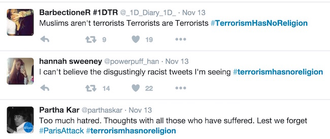 Terrorism has no religion tweet 1