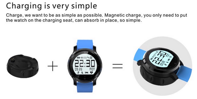 F68 Sports smartwatch charging option