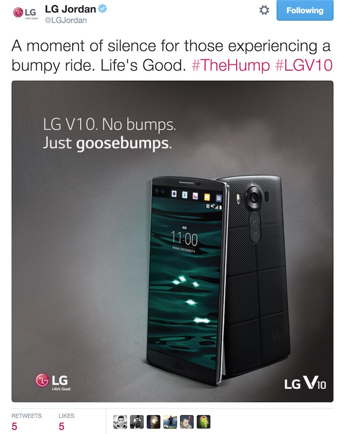LG mocks Apple for bump ride