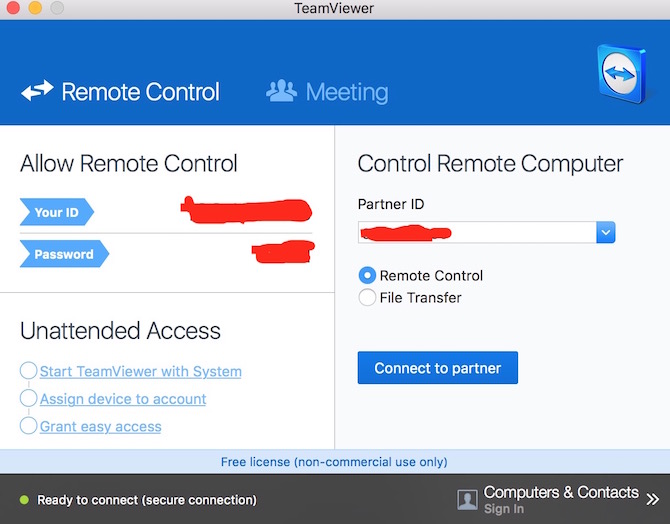 Remote Desktop COnnection manager TeamViewer
