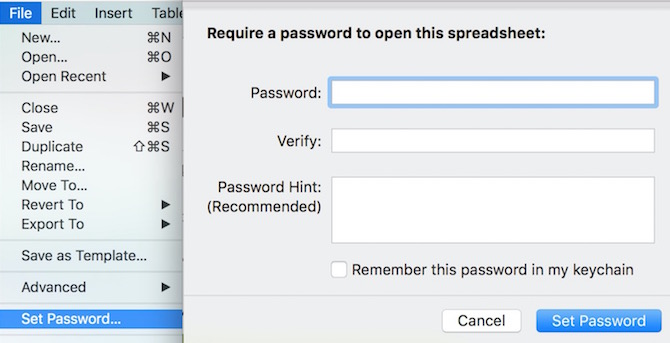 Set Password for documents on Mac OS X
