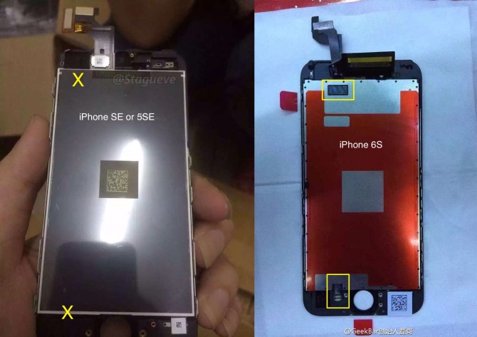 iPhone SE leaked image compared with iPhone 6s