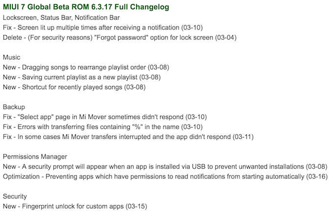 MIUI 7 6317 update change