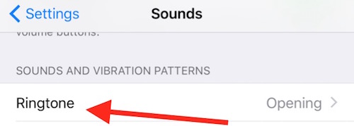 Ringtone settings on iPhone