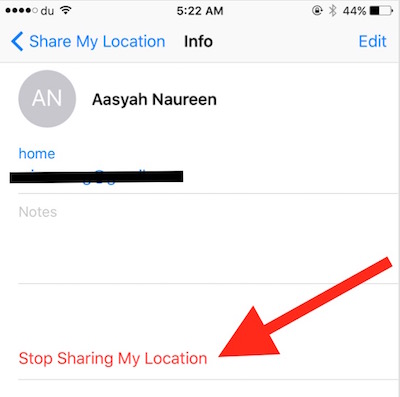 Stopping location sharing