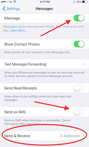 iPhone iMessage options