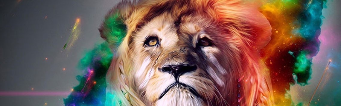 lion face colorful fb cover