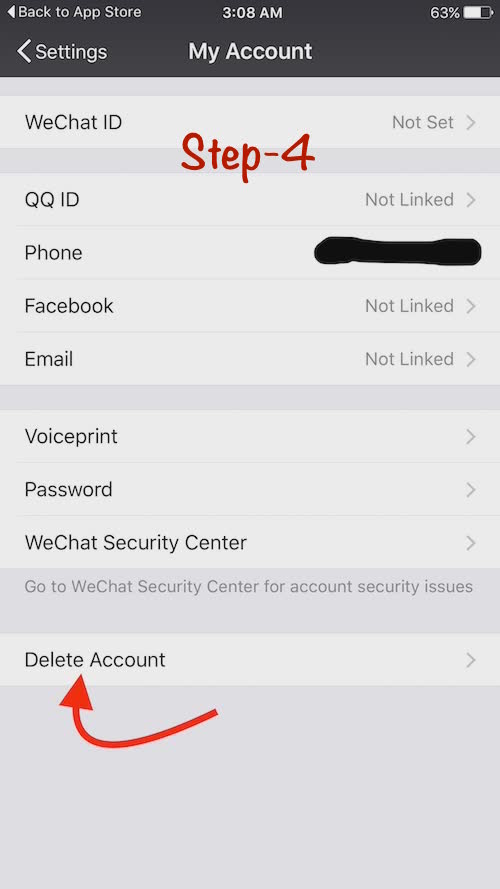 Account Delete WeChat Option