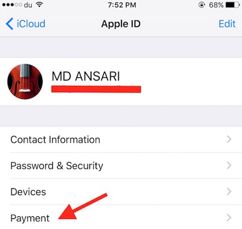 Adding Payment Detail Apple