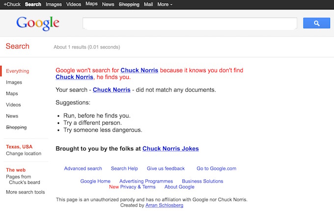 Google Chuck Norris Trick