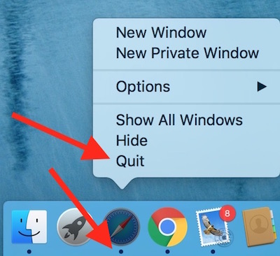 Quiting app on Mac
