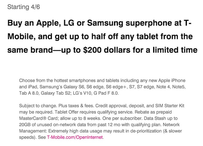 T-Mobile 200 USD Offer