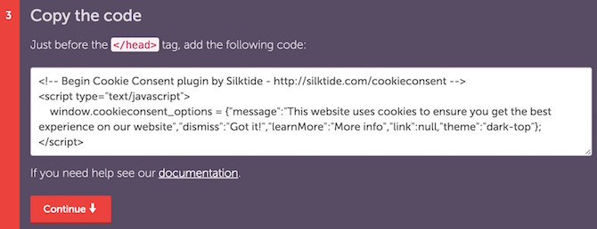 Cookie Notice code