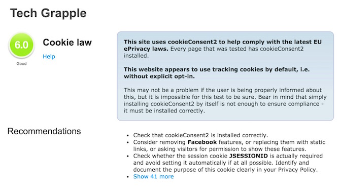 Cookie test report