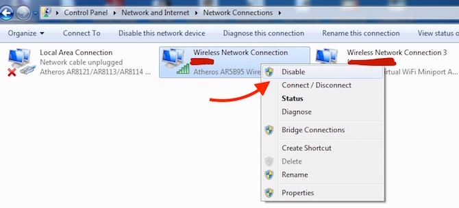 Network Disable how