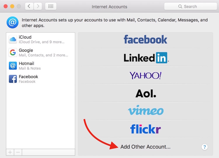 Adding email account on Mac