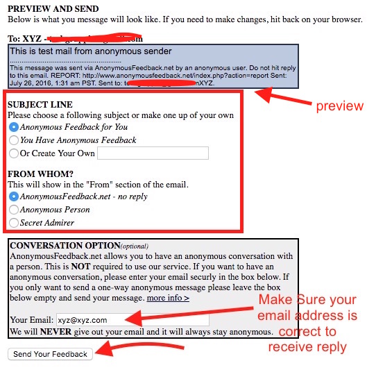 send an anonymous email
