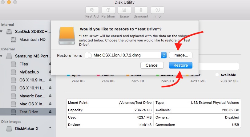 Restoring external drive on Mac