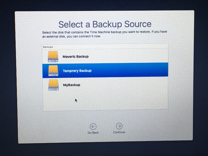 Select Time Machine Backup