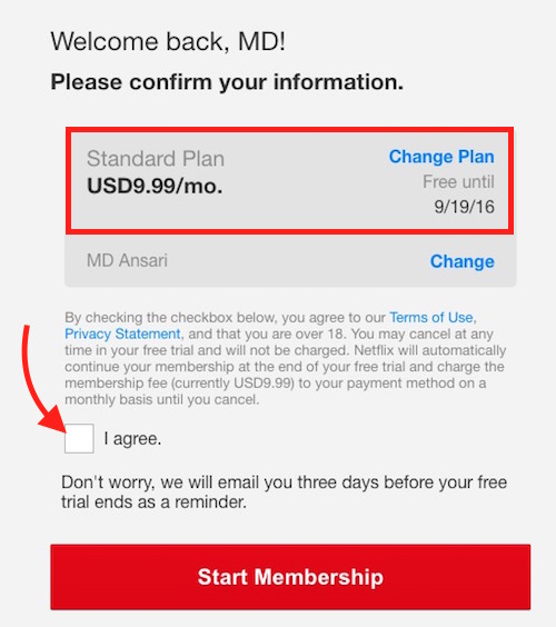 PayPal Confimation for Netflix