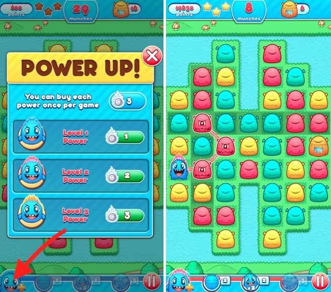 Power Ups in Monster Mania game