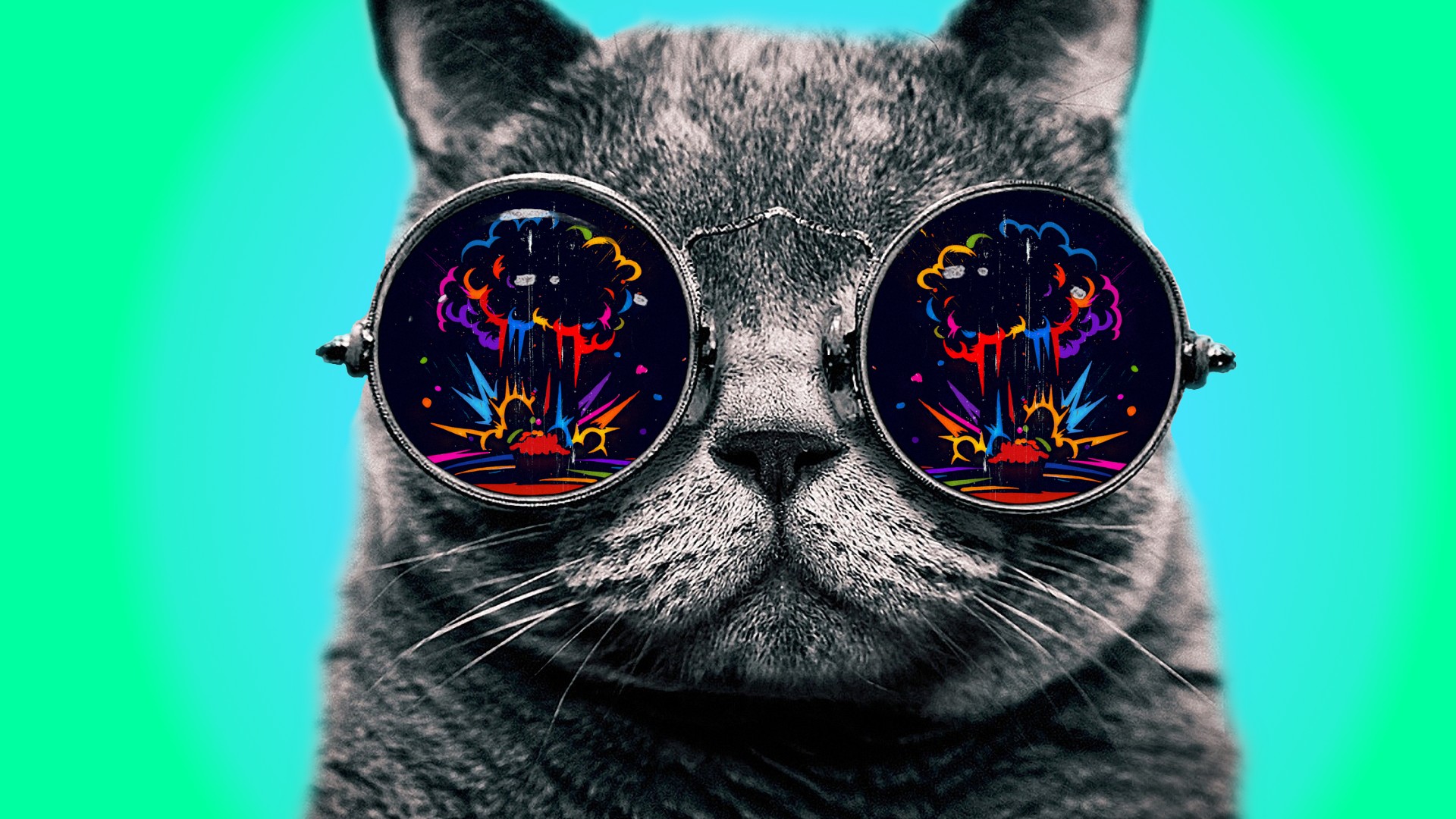 Psychedelic Wallpaper Cat Goggle