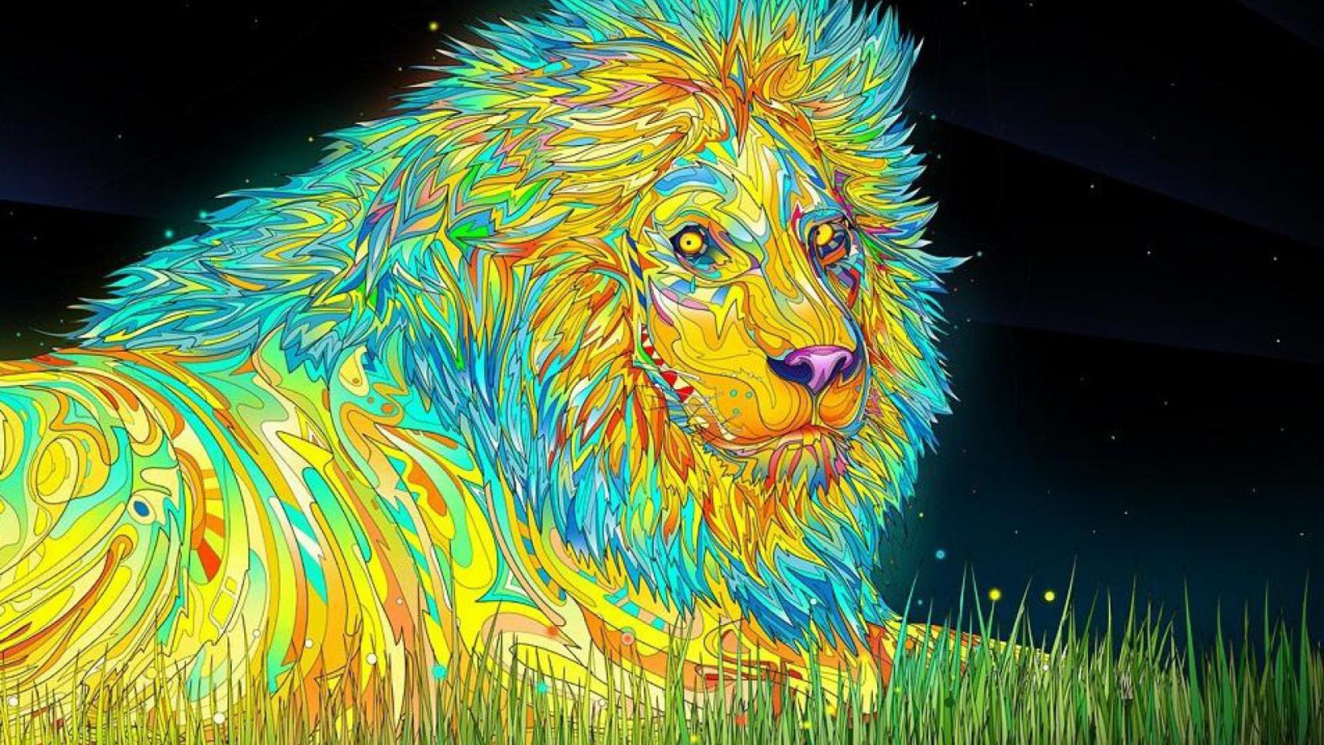 Psychedelic Wallpaper Lion
