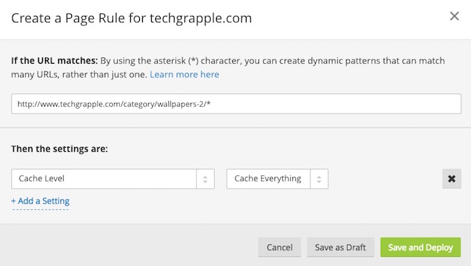 Set the rule on cloudflare