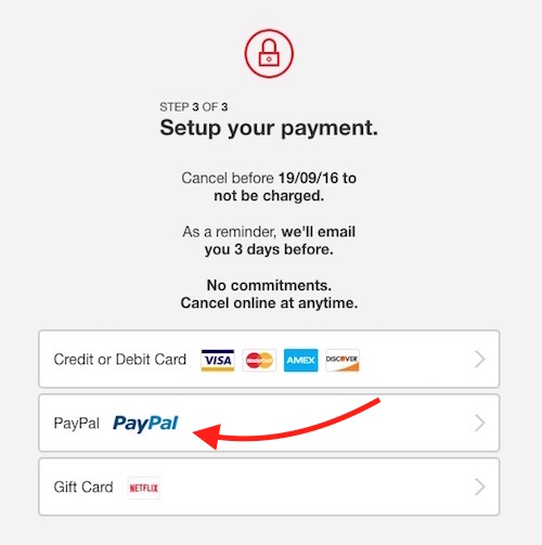 Sign Up Netflix with PayPal