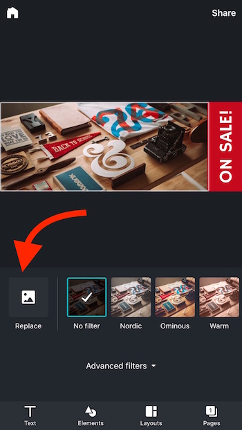 Add new image to Canva app