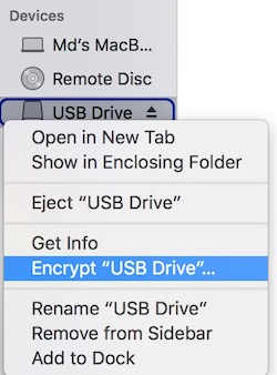 Encrypt USB Drive or external drive mac