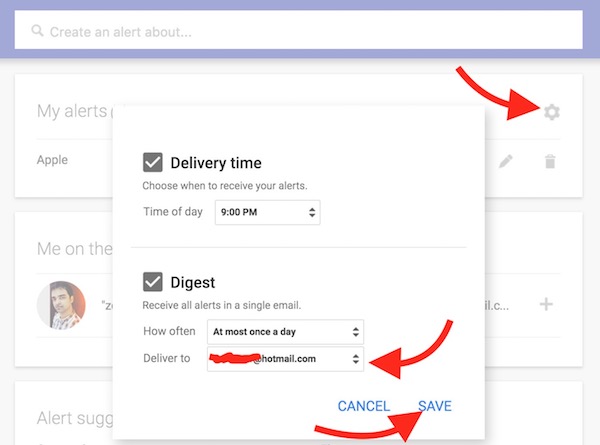 Non Google Email Account for Google Alerts