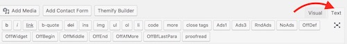 Text tab under WordPress