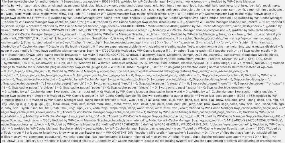 WP Super Cache Error