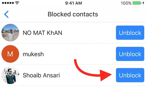 unblock contact now