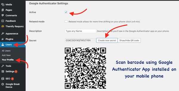 setup authentication fet