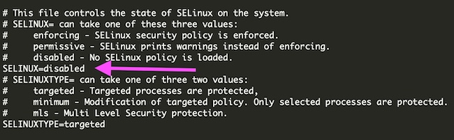 disable SELinux